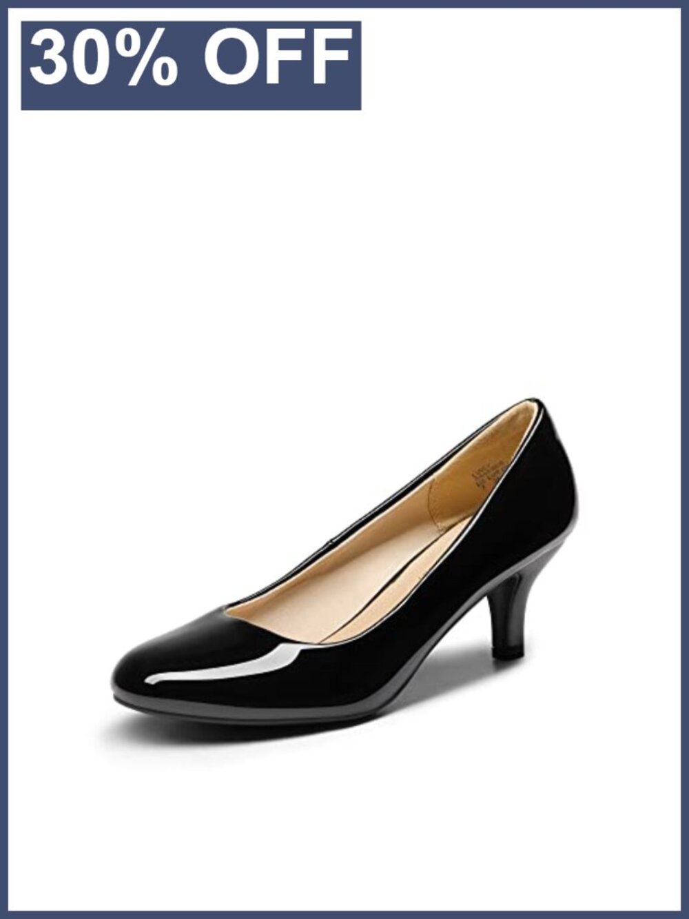 Women's Comfortable Kitten Heels Pumps 2.5-Inch Faux Leather Slip-On